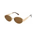 4Flaunt Retro Oval Non-Polarized Sunglasses For Women & Men | Trending, Stylish & Durable Metal Frame Vintage 90s Sunglasses With UV 400 Protection Lenses (C2 - Gold/Brown) (Medium)