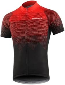 BERGRISAR Men's Cycling Jerseys Short Sleeves Bike Shirt, 8006red, Large