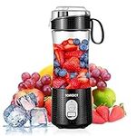 TOPESCT Portable Blender, Personal Mixer Fruit Rechargeable with USB, Mini Blender for Smoothie, Fruit Juice, Milk Shakes 380ml, Six 3D Blades for Great Mixing (Black)