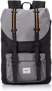 Herschel Supply 10020 Little America Mid-Volume Backpack, Black Grid/Gargoyle/Sun Orange, Free Size