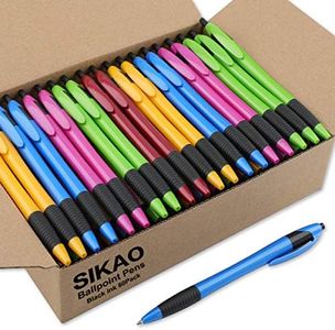 Pens Bulk SIKAO Gripped Slimster Retractable Ballpoint Pen Medium Point Black ink Smooth Writing Pens for Journaling No Bleed (60Pack)