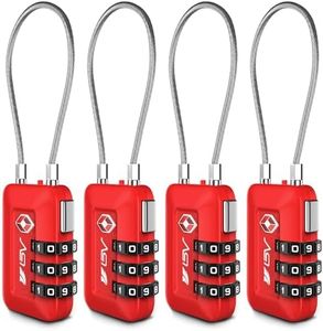 BV TSA Approved Luggage Travel Lock, Set-Your-Own Combination Lock for School Gym Locker, Luggage Suitcase Baggage Locks, Filing Cabinets, Toolbox, Case (Red, 4 Pack)