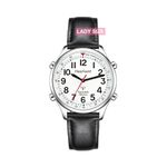 Hearkent Atomic British English Talking Watch for Blind or Visually impaired or Low Vision People Man and Woman Size (Silver Black, Woman)