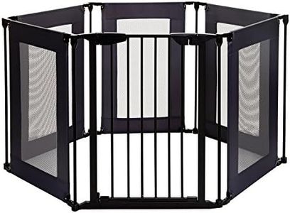 Dreambaby Brooklyn Converta 3-in-1 Play-Pen Baby Safety Gate - with 6 Configurable Mesh Sides Panels - Fireguard & Room Divider - Fits Opening up to 3.8m Wide & 74cm Tall - Black - Model F2031BB