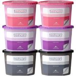 freshcant Compact Moisture Absorber Refresh Every Place, Dehumidifier for Wardrobe/Closets, Storage Compartment, Cupboard, Almirah, Shoe Rack, Bathroom Uses (COMBO PACK OF 6 -2 LAVENDER, 2 ROSE & 2 CHARCOAL)