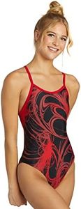Sporti Light Wave Thin Strap One Piece Swimsuit - Black/Red - 34