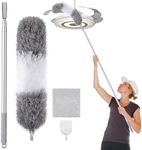 Wlich Extendable Duster,with 30-100 inch Adjustable Pole Ceiling Fan Cleaning Duster with Flexible Head Duster with Extension Pole for Cleaning High Ceilings Blinds Furniture and Cars