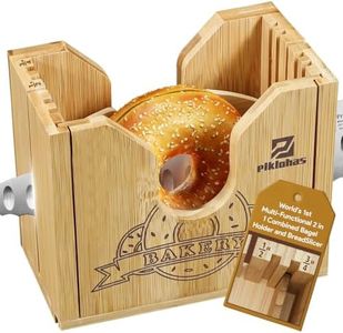 Piklohas 2026 Bagel Slicer, Bamboo Bread Slicer for Small and Large Bagels