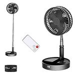 UN UNITEDTIME Desk Portable fan, My Foldaway Travel fan with remote Control Timer, Battery Operated or USB Powered,Adjustable Height Portable fan, 4 Speed Settings (Black)