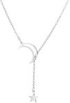 Apsan Y-Necklaces | Long Necklaces for Women | Long Silver Necklaces | Front Adjustable Long Chain Necklace |Women's Stainless Steel Moon and Star Pendant Necklace, 21inches