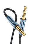 CableCreation 3.5 MM TRRS Audio Cable, 4-Pole Aux Cord Male to Male(6FT/1.8M, Hi-Fi) 1/8 inch Braided Auxiliary Stereo Jack, Compatible with Headphone, Car, Phone, Speaker(with Aux Port), Blue