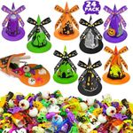 Golden Associate Halloween Party Favors for Kids, 24 Pack Witch Hat Shaped Treat Bag Fillers with 266 Pcs Non-Candy Treats Toys Bulk, Goodies Classroom Prizes Handouts Gifts