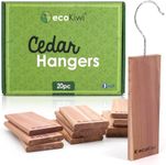 ecoKiwi Moth Repellent for Wardrobes & Clothes - 20 Pack Cedar Wood Hanging Blocks - Cedarwood Moth Repellent Wardrobe Freshener - 100% Natural Oil Storage Moth Repellent for Drawers with Sandpaper