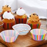 Adaamya � - 100 Pcs Mix Design Bio-degradable Standard Size Cupcake Paper/Baking Cup/Cup Liners, Cupcake Paper (Multi Color) - Pack of 100 (12 cm (XL))