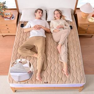 Bearhug Heated Mattress Pad King Size 78"x80" with Zippered Detachable Cover, Dual Control Electric Bed Warmer Machine Washable with 10 Heat Settings & 12H Auto Off Winter Essentials