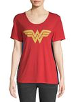 DC Comics Wonder Woman Juniors Tee Shirt with Interchangeable Capes - Red - Large 15/17