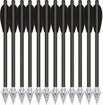 HUNTSPM 6.3" Pistol Crossbow Bolts, Aluminium Crossbow Arrows,Mini Crossbow Bolts with Broadhead Tips for 50-80lbs Pistol Crossbow Precision Target Practicing Shooting and Small Hunting (6pcs Black)