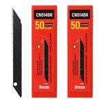 FOSHIO 100PCS 30 Degree Blades Carbon Steel Snap Off Blades 9mm for Box Cutters Utility Knife Universal Art Knife Replacement Black Blades