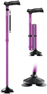 HONEYBULL Walking Cane for Men & Women - Foldable, Adjustable, Collapsible, Free Standing Cane, Pivot Tip, Heavy Duty, with Travel Bag | Walking Sticks, Folding Canes for Seniors & Adults [Purple]
