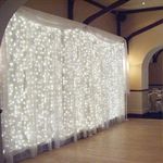 TORCHSTAR 9.8FT × 9.8FT Window Curtain Light, Extendable String Light Kit, Pure White, 8 Modes Outdoor Nativity Scenes for Party, Wedding, Restaurant, Festival, Hotel, Bar, Home, Patio, Garden