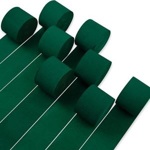PartyWoo Green Crepe Paper Streamers 8 Rolls 656 ft Pack of Hunter Emerald Forest Green Crepe Paper for Graduation Christmas Jungle Birthday Party Decorations (1.8 Inch x 82 Ft/Roll), Green-40