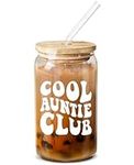 NEWELEVEN Mothers Day Gifts for Auntie - Auntie Birthday Gifts - Aunt Gifts for Auntie from Niece, Nephew - Best Auntie Gifts for Auntie, Special Auntie, Auntie Mug, Aunty Gift - 16 Oz Coffee Glass