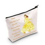 WZMPA Princess Belle Cosmetic Makeup Bag Fairy Tales Fans Gift You Are Braver Stronger Smarter Than You Think Belle Makeup Zipper Pouch Bag For Women Girls, Always Belle