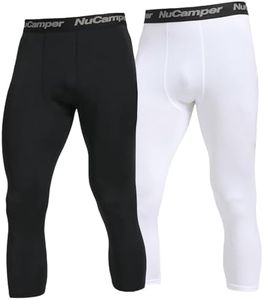 NuCamper Men's 3/4 Compression Pants Running Leggings Sports Tights Quick Dry Base Layer Bottoms for Basketball Workout
