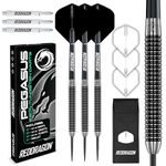 RED DRAGON Pegasus 21 Gram Professional Tungsten Steeltip Darts Set with Flights, Stems (Shafts) and Wallet