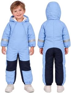JiAmy Baby Winter Snowsuit for Girls Boys, Hooded Warm Romper with Double Zipper, Infant Thermal Jumpsuit for Newborn 9-12 Months Blue