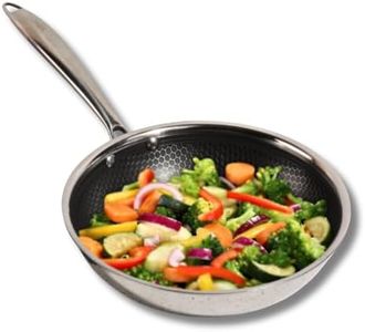 Vinod SAS Pro Platinum Triply Stainless Steel Non Stick Non Stick Frypan - 22 cm | Ceramic Coating | Honeycomb Design | Steel Handle | Induction Base - 5 Year Warranty
