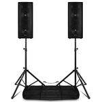 VONYX Pair of Passive PA Speakers 2 Way DJ Disco System Double 8 Inch with Stands 1600w