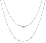 AINUOSHI White Gold Plated 925 Sterling Silver Necklace 1mm Solid 925 Italy Italian Ball Bead Chain 16" - 20"