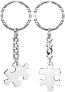 Jovivi 2pcs Stainless Steel Puzzle Couples Keychain Jewelry Set - Valentines Day Best Friend Gift