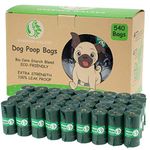 GREENER WALKER Poo Bags for Dog Waste, 540 Poop Bags,Extra Thick Strong 100% Leak Proof Biodegradable Dog Poo Bags (Deep Green)