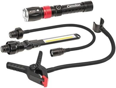 Camelion 3-in-1 LED Flashlight Kit - Rechargeable Flashlight, Work Light, and Flexible Light. Interchangeable Heads, 600 lm, 5 Light Modes, Magnetic Base, Waterproof, for Home, Outdoor, and Emergency