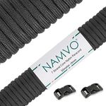 Namvo 550 Paracord 7 Strand Parachute Cord, Mil Spec Type III 50 Meter Tent Guide Rope Survival Parachute Lanyard Cord for Outdoor Camping Crafting Keychains Black