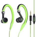 mucro Running Headphones Wired Sports Over Ear Earphones With Microphone, Sweatproof in Ear Hook Workout Gym Jogging Earbuds for iPhone iPod Samsung Mobile Phones