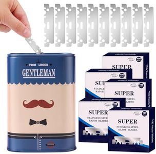 Razor Disposal Container + 500 Single Edge Razor Blades, for Barbershops and Home Use, for Frequent Blade Replacement and Safe Storage Blades