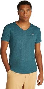 Tommy Jeans Camiseta de manga corta Hombre Jaspe V-Neck con cuello de pico, Azul (Deep Seawater), S