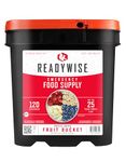 ReadyWise, 120 Servings, Fruit Bucket, Freeze Dried, Banana, Strawberry, Apple, Peach, 20 Years Shelf Life, Emergency Food