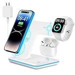 Wireless Charger 3 in 1 Charging Station for Apple Devices: Wireless Phone Stand for iPhone 15/14/13/12/11/Pro/Max/XS/XR/X/8/Plus-Fast Charger Stand for Apple Watch S9-S2 and AirPods