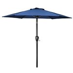 Simple Deluxe 2.74M Outdoor Market Table Patio Umbrella with Button Tilt, Crank and 8 Sturdy Ribs for Garden, Deck, Lawn, Backyard & Pool, Blue