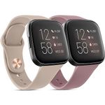 Tobfit Silicone Band for Fitbit Versa 2 Fitness Tracker, Soft Quick-Release Sport Strap for Fitbit Versa SE Watch, Wristband with Metal Buckle for Men Women (2 Pack, Smokey Mauve/Milk Tea)