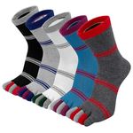 Hellomamma Mens Toe Socks Cotton Athletic Running Five Finger Crew Socks