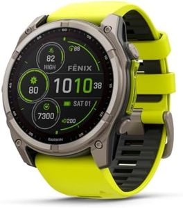 Garmin fēnix® 8 – 51 mm, Solar, Sapphire, Premium Multisport GPS Smartwatch, Long-Lasting Battery Life, Dive-Rated, Built-in LED Flashlight, Titanium with Amp Yellow/Graphite Band