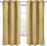 Utopia Bedding Blackout Curtains Grommet 2 Panels [Beige, 42W x 54L Inches], Thermal and Sound Insulated Drapes for Bedroom and Living Room