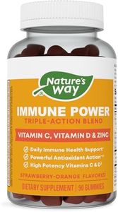 Nature’s Way Immune Power, Triple Action Immune Blend*, Vitamins C and D, Zinc, Strawberry-Orange Flavored, 90 Gummies