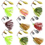 Fishing Spinner Baits Kit Hard Metal Spinnerbait Jig Lure Kit for Bass Pike (9pcs Spinner Baits)