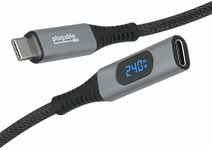 Plugable USB C Extension Cable 3.3 Ft, Digital Power Meter Tester for Monitoring USB-C Connections, Supports Fast Charging up to 240W, 4K 60Hz Display, 10Gbps Data Transfer, Digital Multimeter Tester